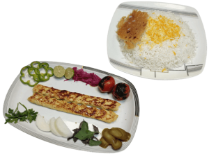 چلو-کوبیده-مرغ-دو-سیخ
